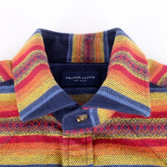 Proper Cloth CUSTOM Southwestern Aztec Print Long Sleeve Shirt SM Small Cotton - Picture 2 of 15